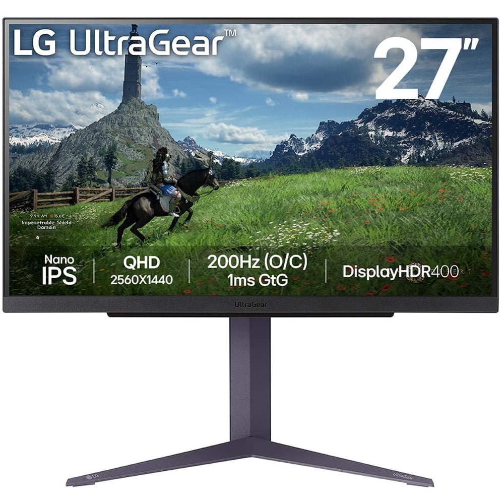 Monitor Gaming LED Nano IPS LG UltraGear 27GS85Q-B, 27", QHD, 200Hz OC, AMD FreeSync, NVIDIA G-SYNC Compatibil, HDR 10, negru