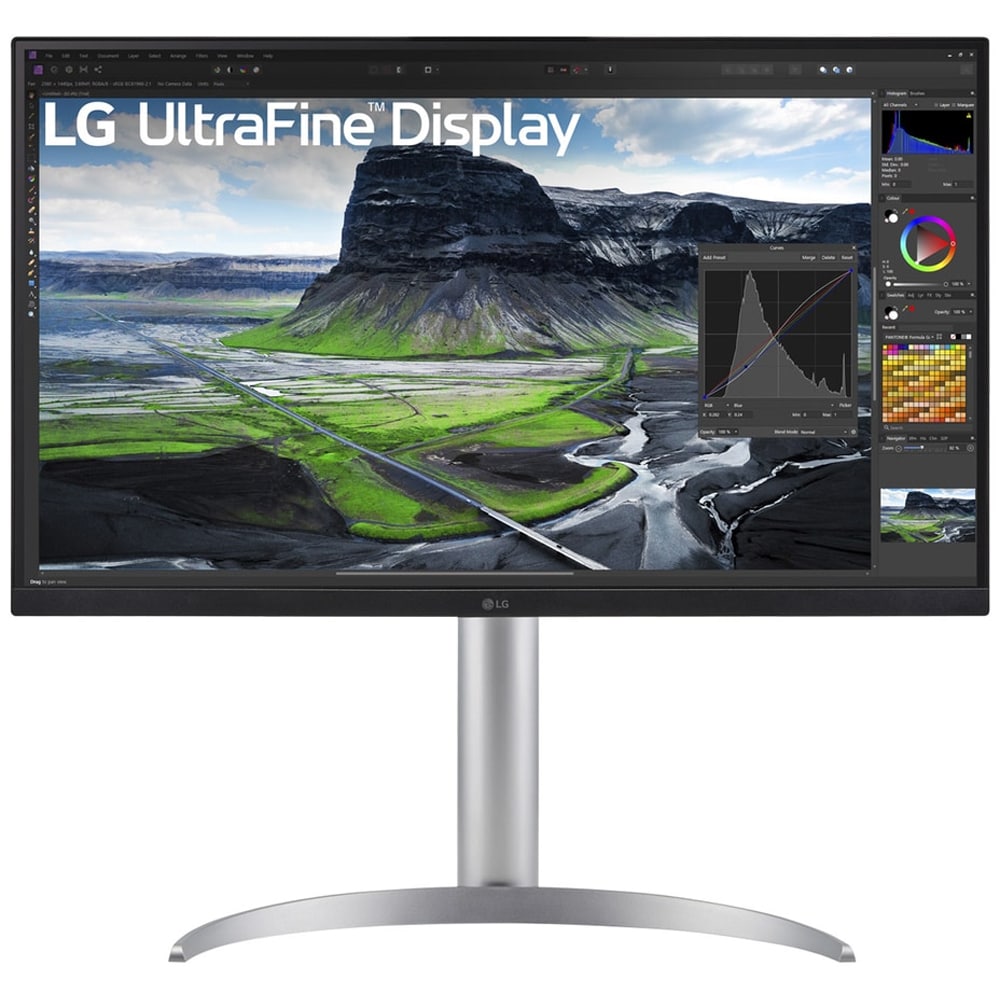 Monitor LED IPS LG UltraFine 27UQ850V-W, 27", 4K UHD, 60Hz, HDR400, boxe, pivot, argintiu