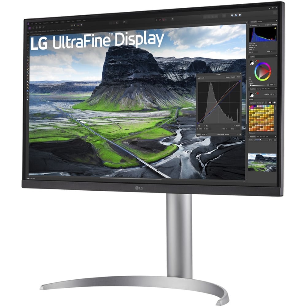 Monitor LED IPS LG UltraFine 27UQ850V-W, 27", 4K UHD, 60Hz, HDR400, boxe, pivot, argintiu