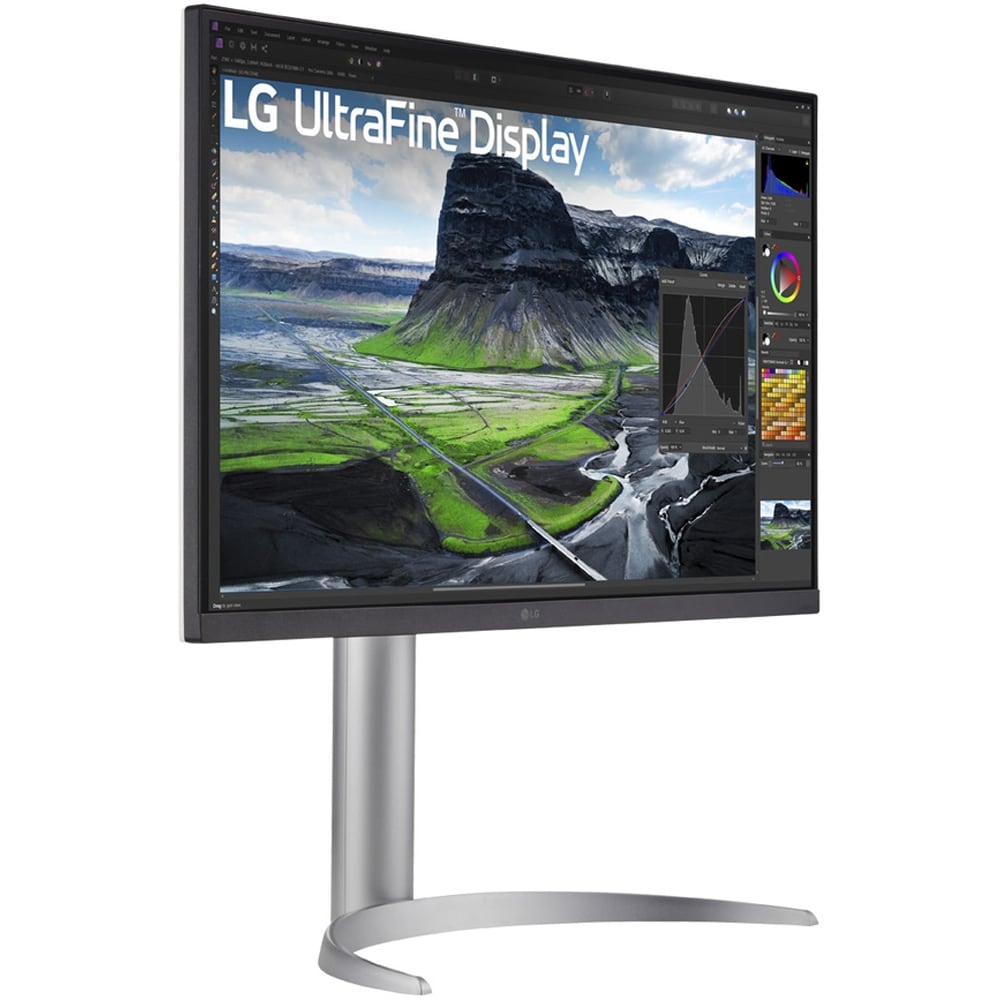 Monitor LED IPS LG UltraFine 27UQ850V-W, 27", 4K UHD, 60Hz, HDR400, boxe, pivot, argintiu