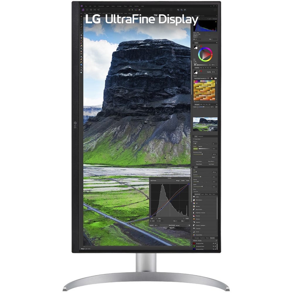 Monitor LED IPS LG UltraFine 27UQ850V-W, 27", 4K UHD, 60Hz, HDR400, boxe, pivot, argintiu
