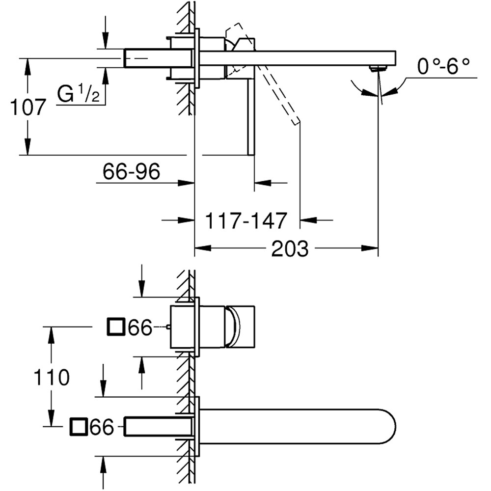 Baterie lavoar GROHE Plus 29306003, marimea L, alama, crom