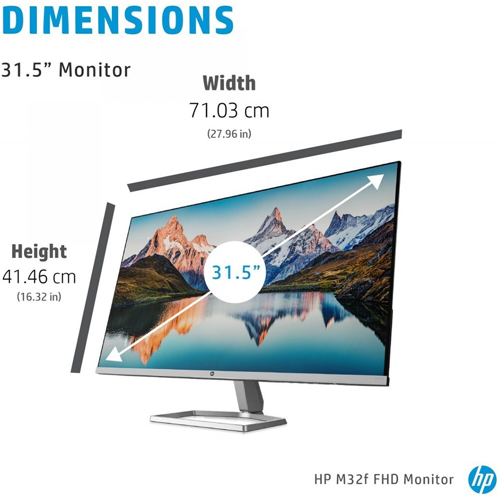 Monitor LED VA HP M32F, 31.5", Full HD, 75Hz, AMD FreeSync, argintiu-negru