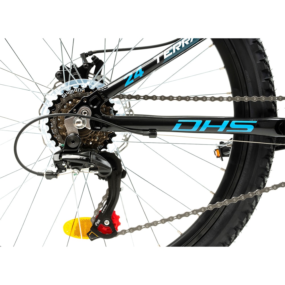 Bicicleta copii DHS Terrana 2423, roata 24", frana disc mecanica, negru-albastru