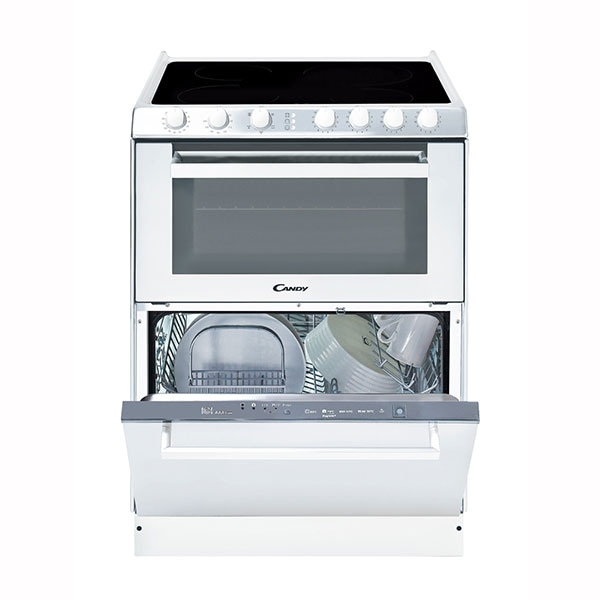 Aragaz CANDY TRIO 9503/1W, 4 arzatoare, vitroceramica + electric, alb