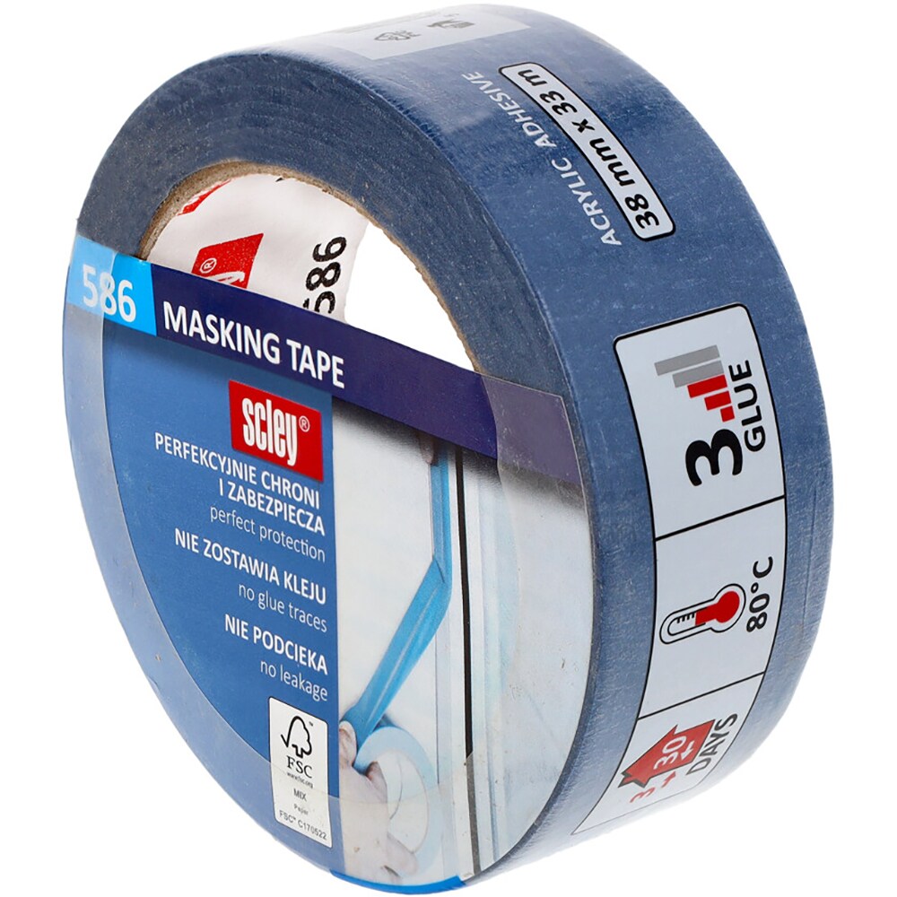 Banda de mascare universala SCLEY 586, 38 mm x 33 m, albastru