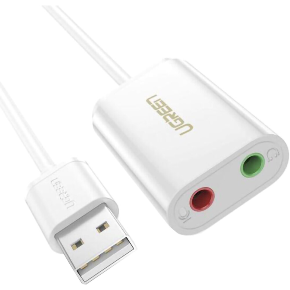 Placa de sunet USB UGREEN US205, 2 x Jack 3.5mm, alb