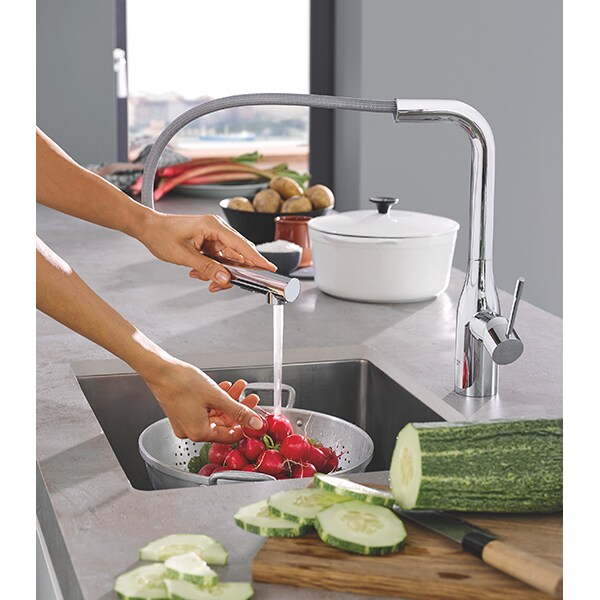 Baterie bucatarie GROHE Essence 30270000, dus extractibil, metal, argintiu