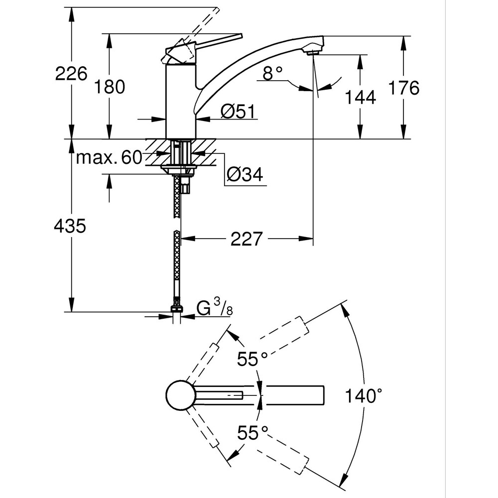 Baterie bucatarie GROHE Swift 30358000, alama, crom