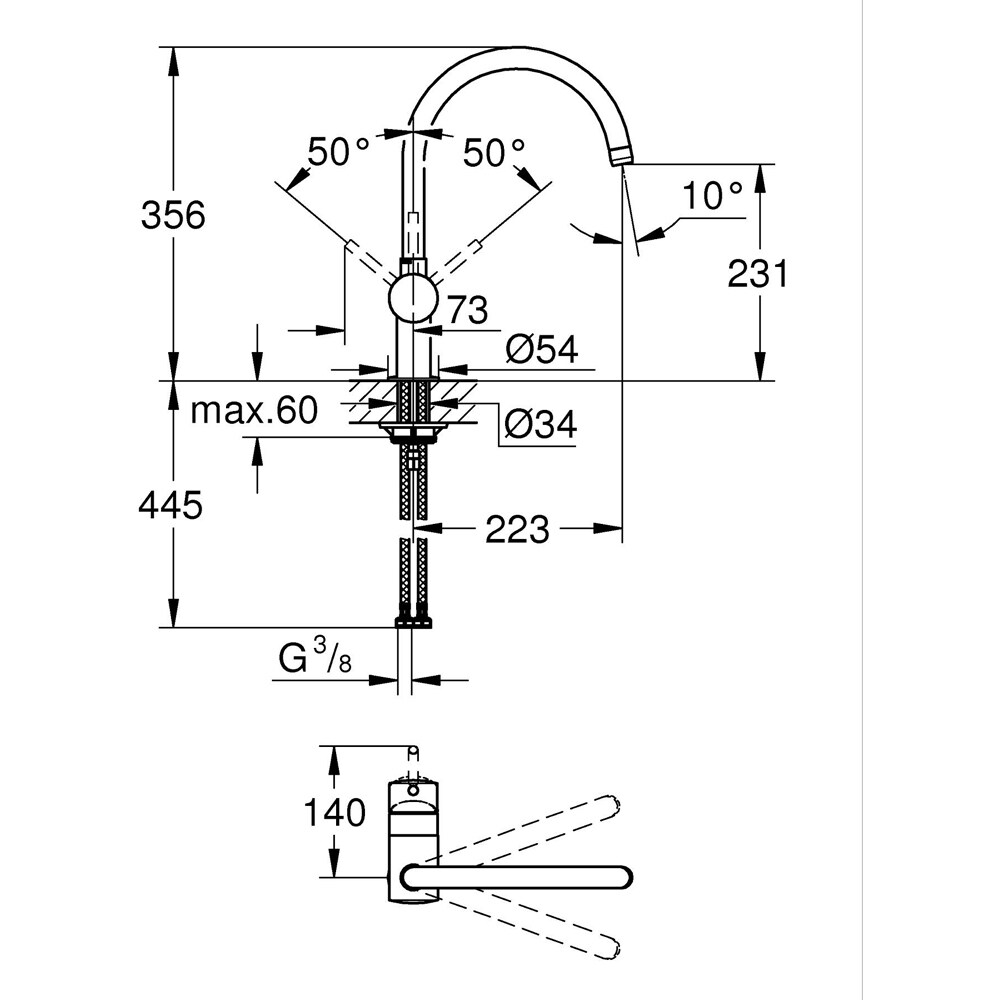 Baterie bucatarie GROHE Vento 30427000, alama, crom
