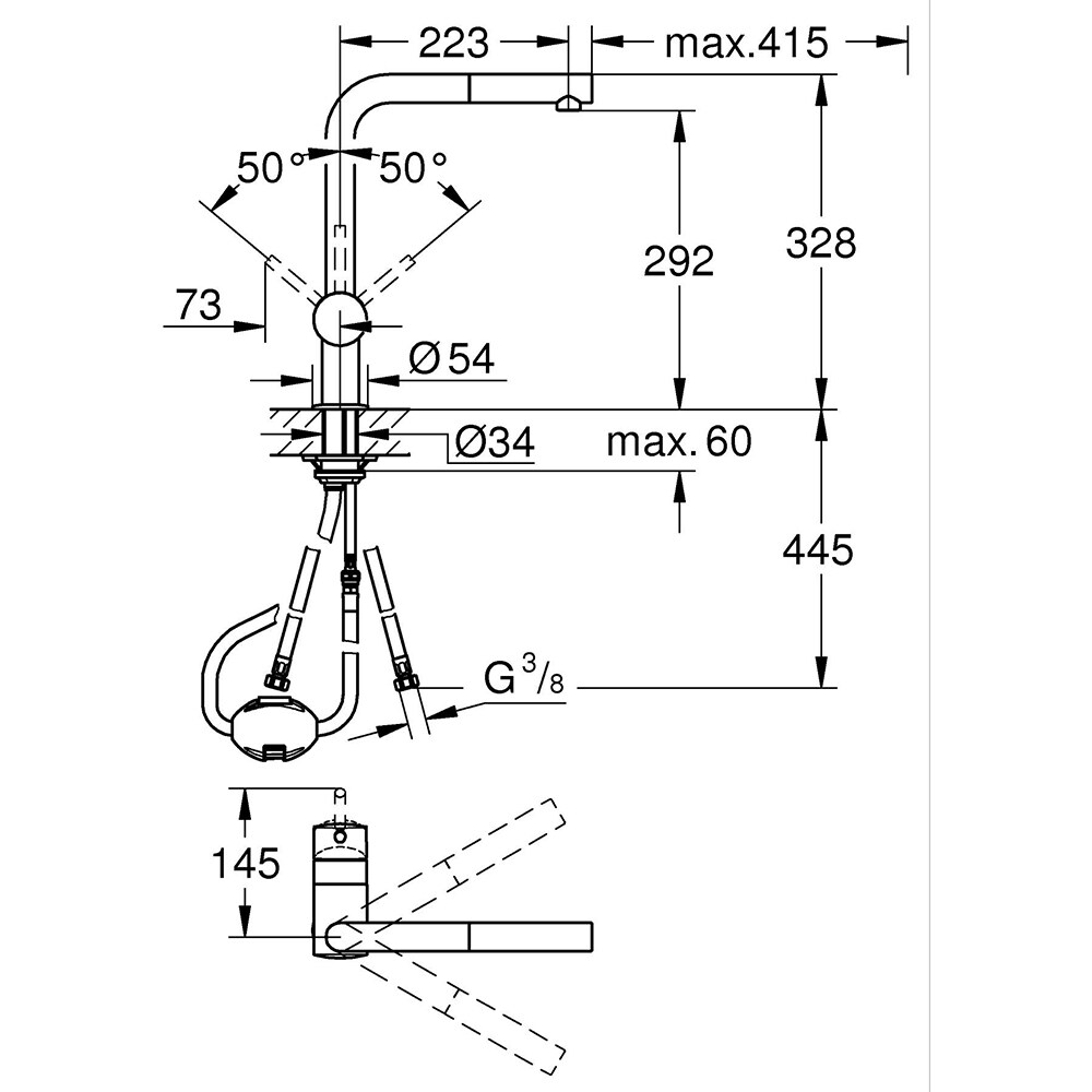 Baterie bucatarie GROHE Vento 30436000, alama, crom