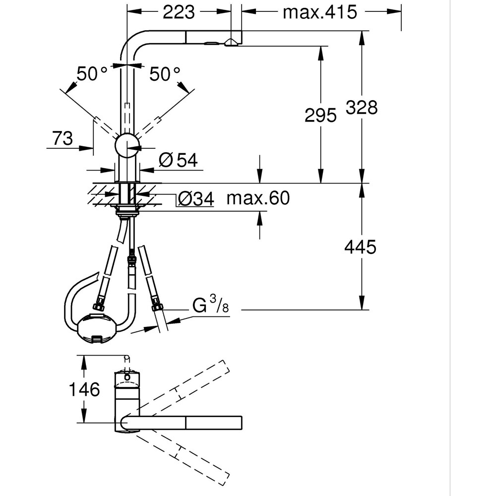 Baterie bucatarie GROHE Vento 30437000, alama, crom
