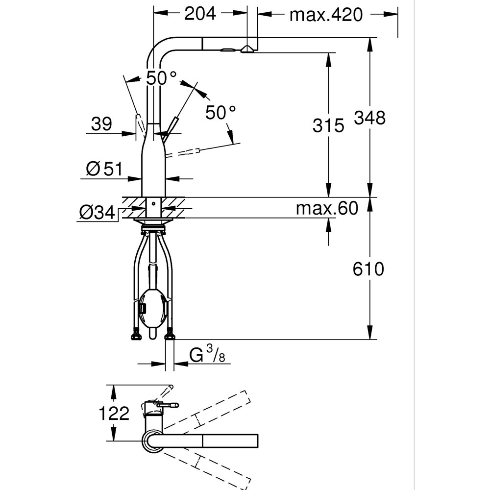 Baterie bucatarie GROHE Essence 30504000, alama, crom