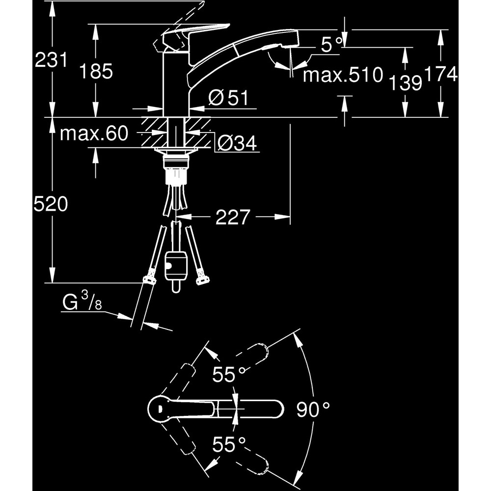 Baterie bucatarie GROHE Start 305312431, alama, negru