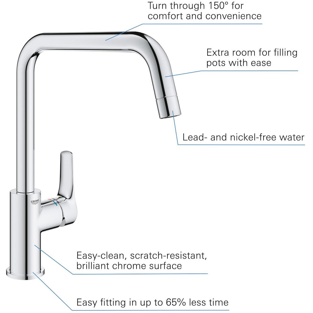 Baterie bucatarie GROHE Eurosmart 30567000, alama, crom