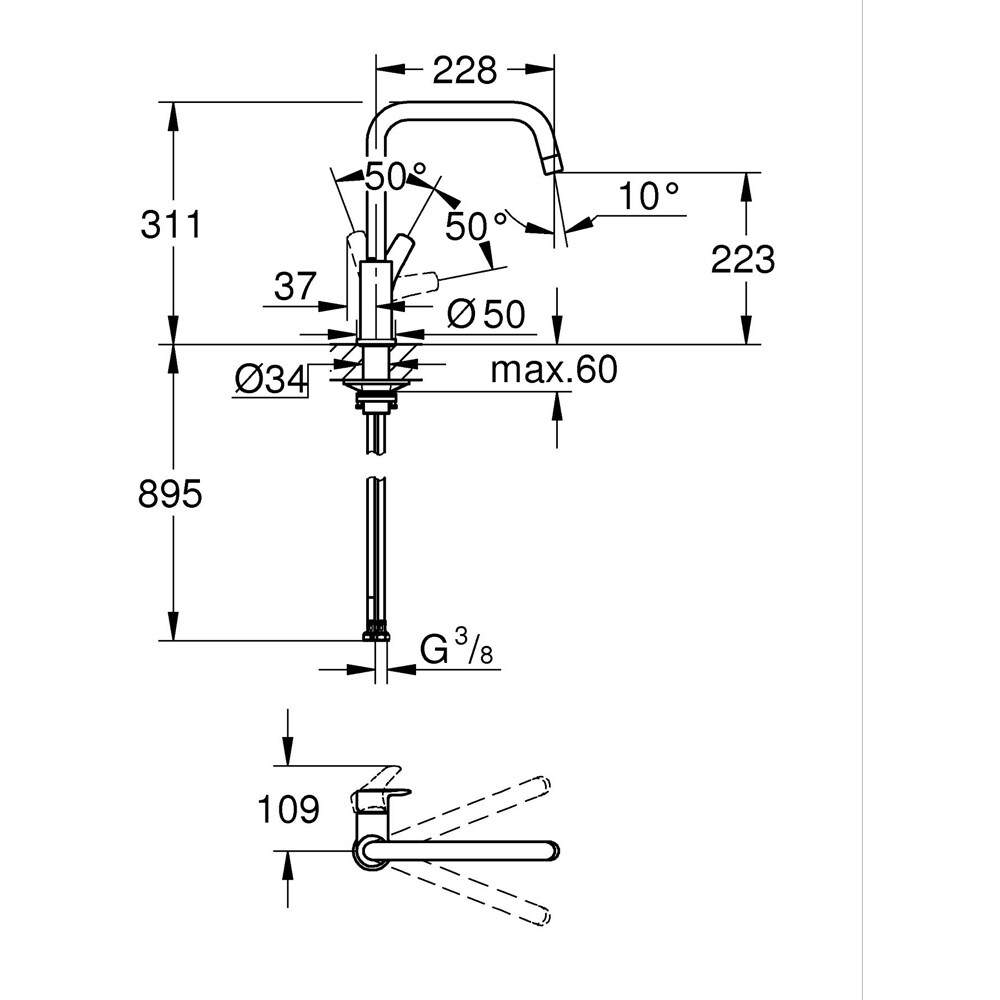 Baterie bucatarie GROHE Eurosmart 30618000, alama, crom