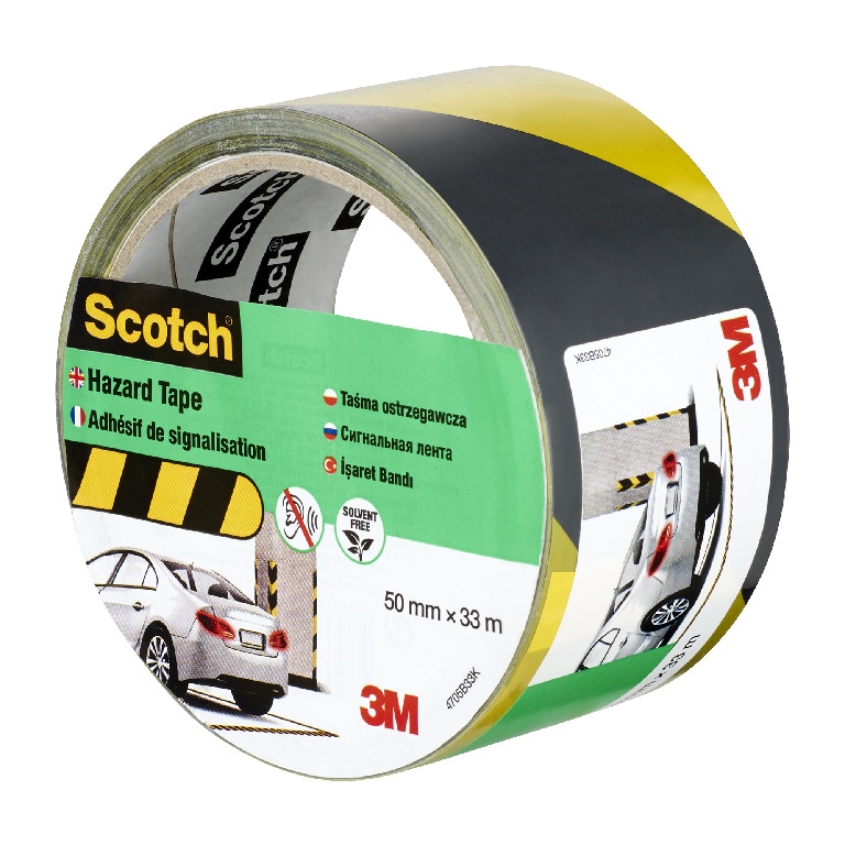Banda marcare 5 cm x 33 m Galben/Negru  Scotch