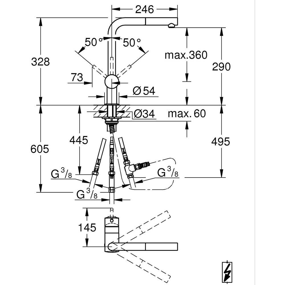 Baterie bucatarie GROHE Minta 31397000, alama, crom