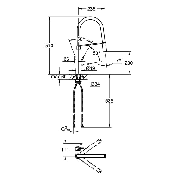 Baterie bucatarie GROHE Concetto  31491000, crom, argintiu
