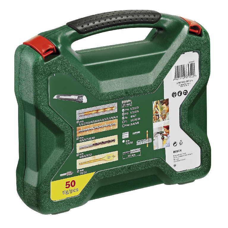 Set burghie, capete de surubelnita, capete tubulare Bosch X-Line Drill, 50 bucati