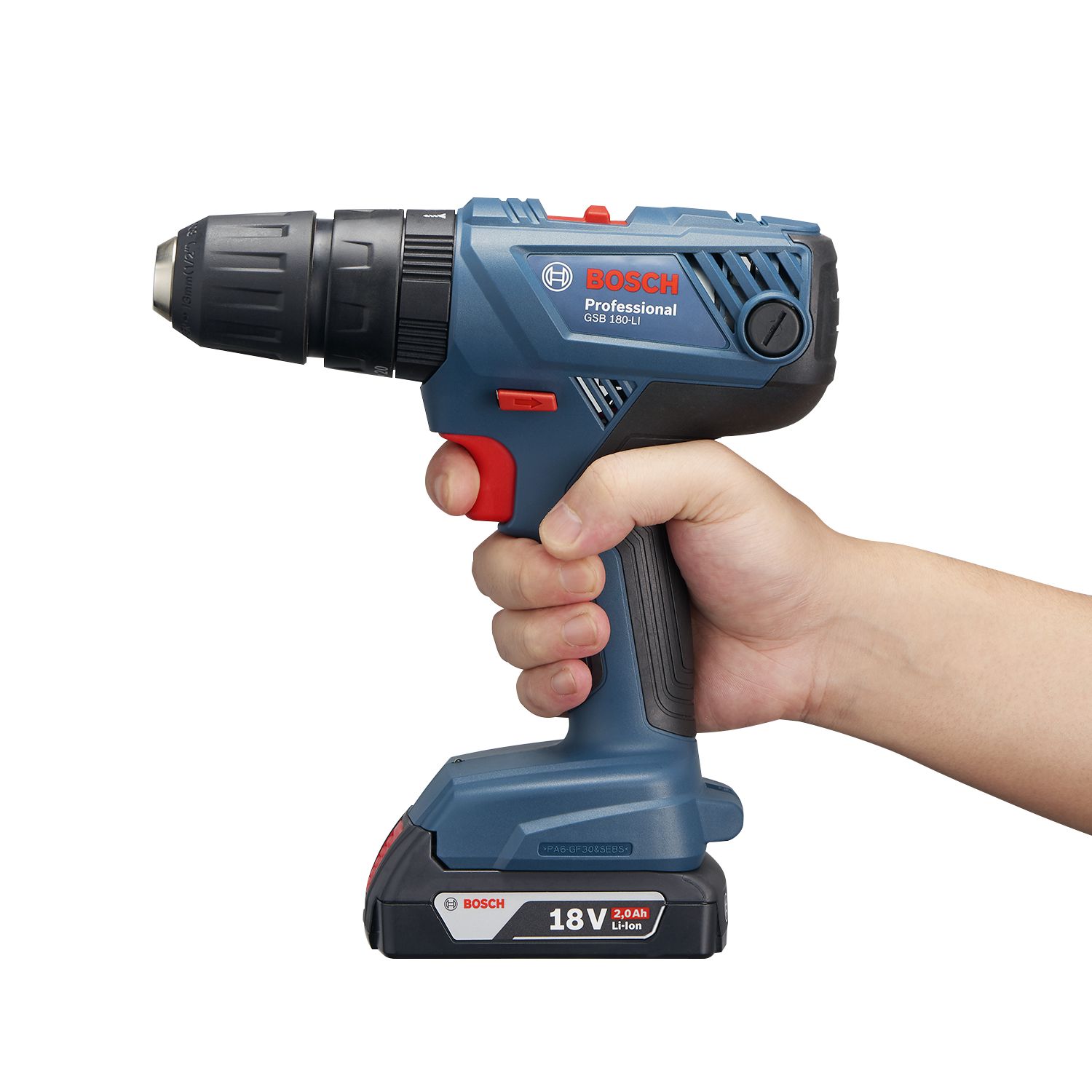 Masina de gaurit cu percutie Bosch GSB 180-Li, 18V, 2 x 2.0Ah, 21/54 Nm