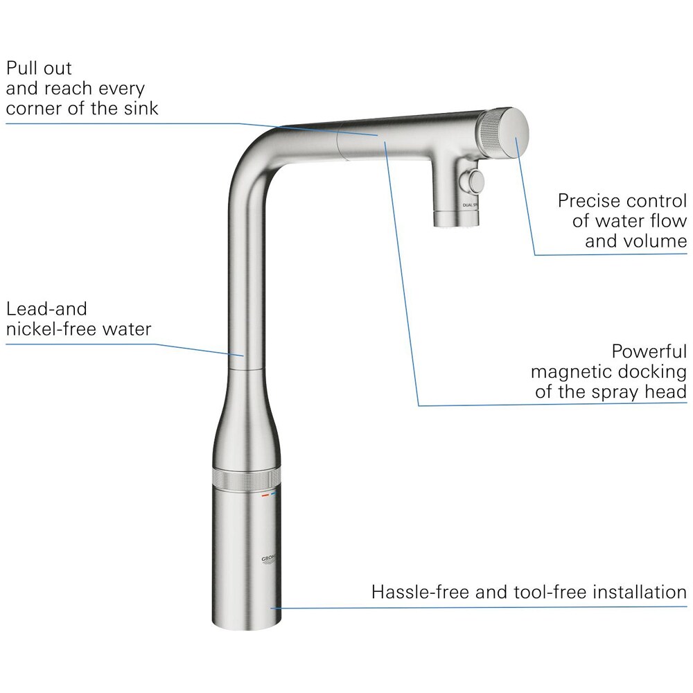 Baterie bucatarie GROHE SmartControl 31892DC0, alama, crom