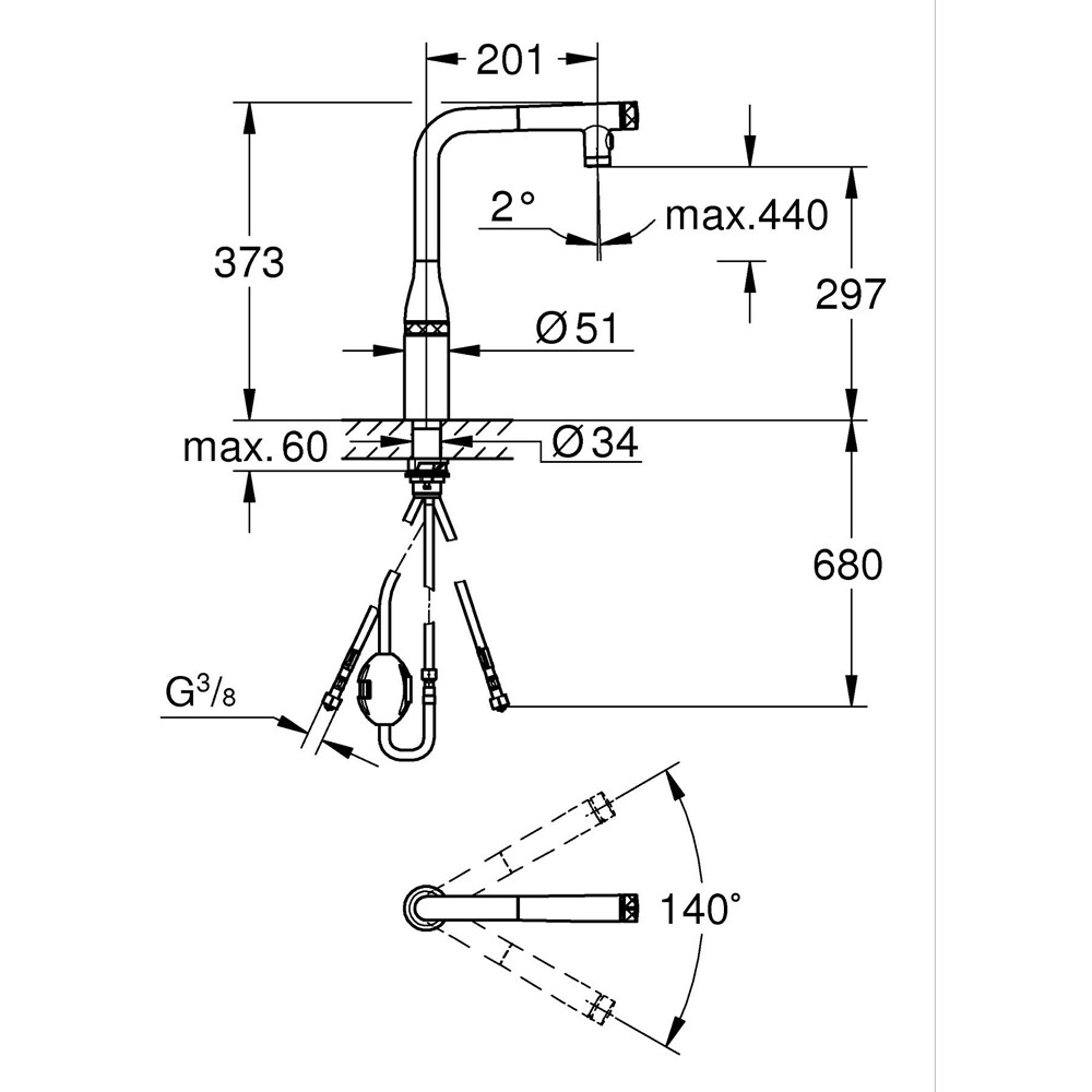 Baterie bucatarie GROHE Accent 31894000, alama, crom