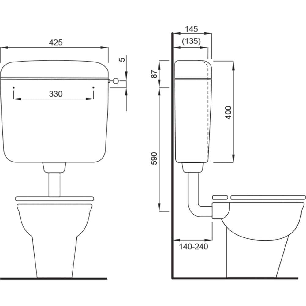 Rezervor WC suspendat FLUIDMASTER Laguna Vision 323810, 42.5 x 14.5 x 40 cm,  3-6 l, alb