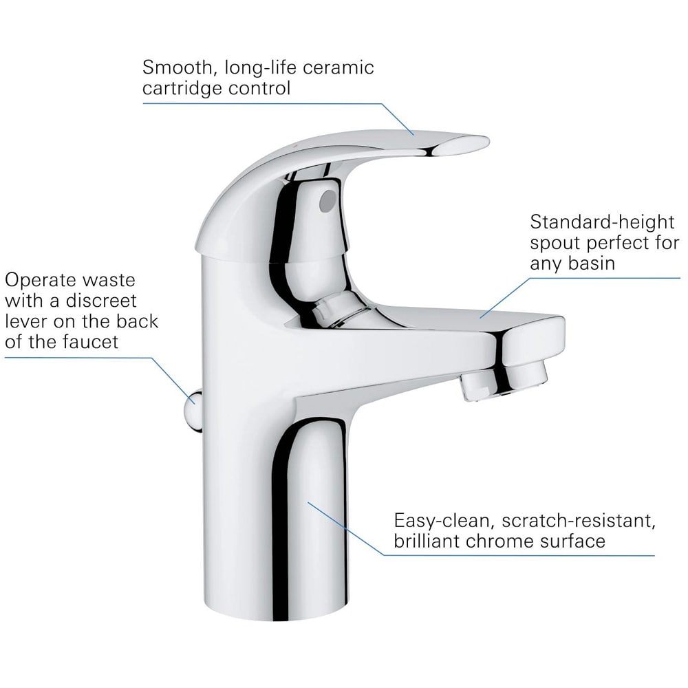Baterie lavoar GROHE Baucurve 32805000, alama, crom