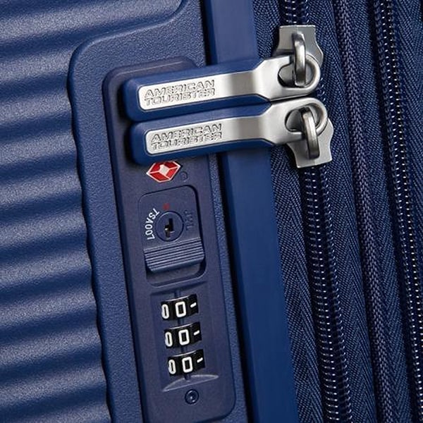 Troler AMERICAN TOURISTER Spinner SoundBox, 55 cm, albastru