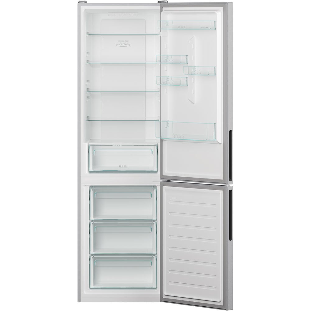 Combina frigorifica CANDY CCE4T620ES, No Frost, 377 l, H 200 cm, Clasa E, Wi-Fi, argintiu