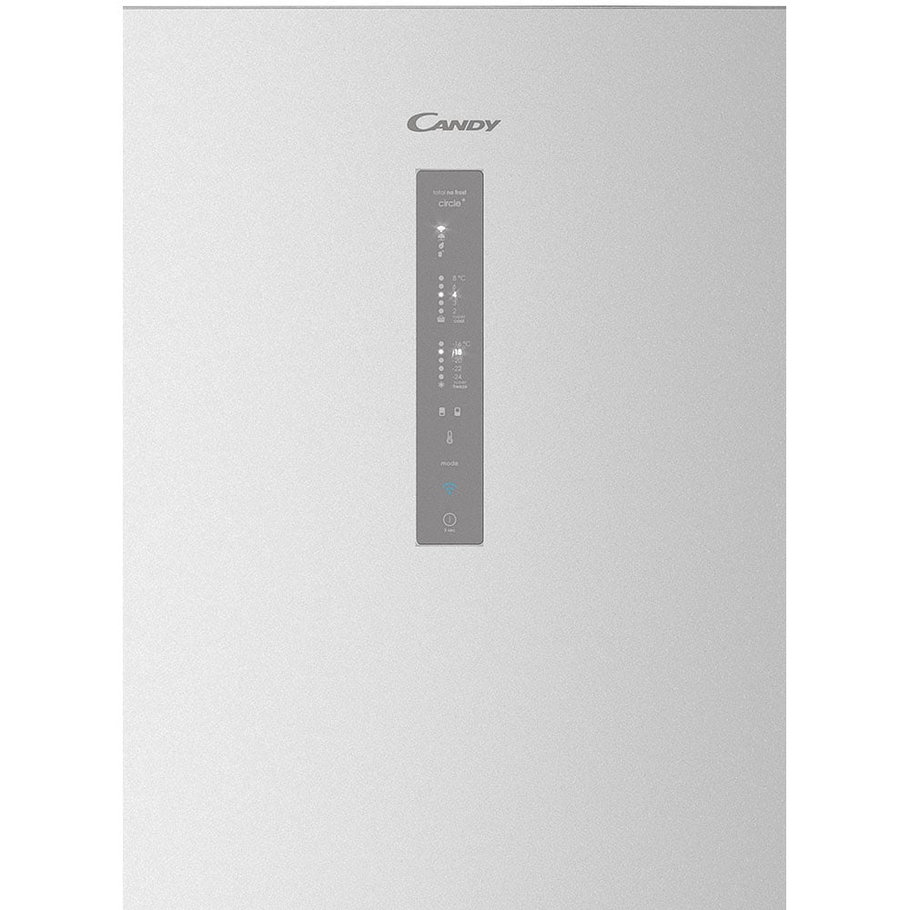 Combina frigorifica CANDY CCE7T618ES, Total No Frost, 341 l, H 185 cm, Clasa E, Wi-Fi, argintiu
