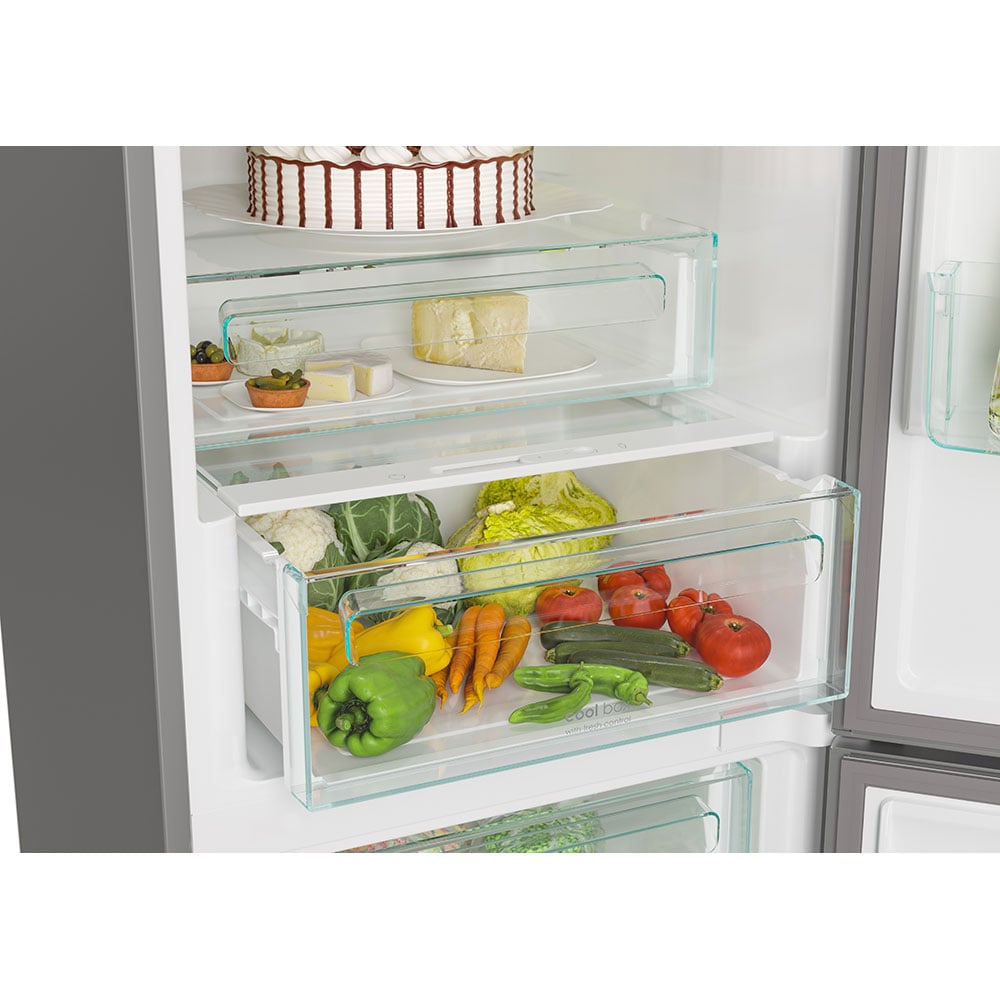 Combina frigorifica CANDY CCE7T618EX, Total No Frost, 341 l, H 185 cm, Clasa E, Wi-Fi, dark inox