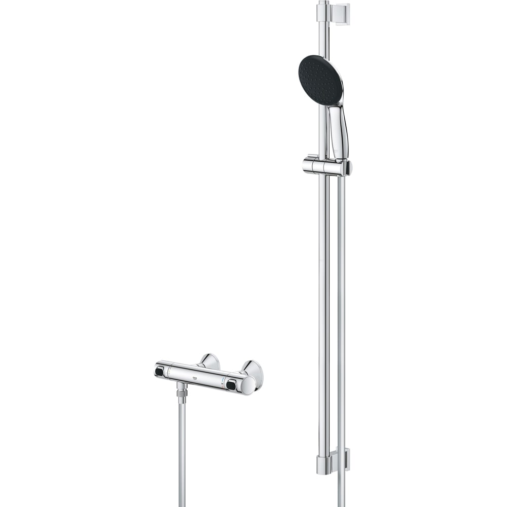 Baterie dus GROHE Precision Flow 34805001, aparenta, set de dus, termostat, alama, crom
