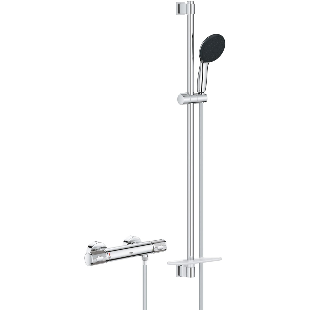 Baterie dus GROHE Precision Feel 34853001, aparenta, set de dus, termostat, alama, crom