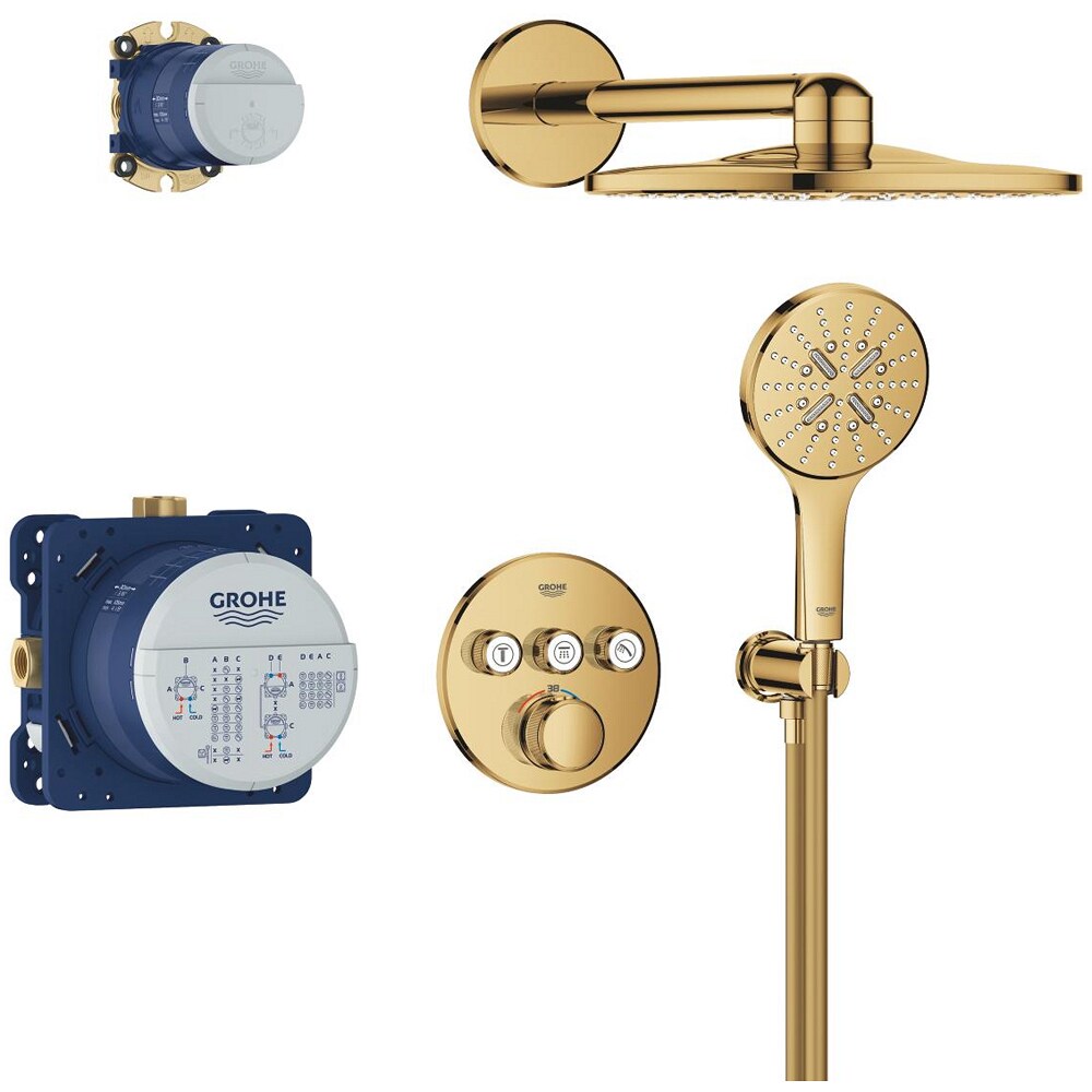 Sistem dus GROHE Grohtherm SmartControl 310 34863GL0, incastrat, termostat, 3 functii, auriu