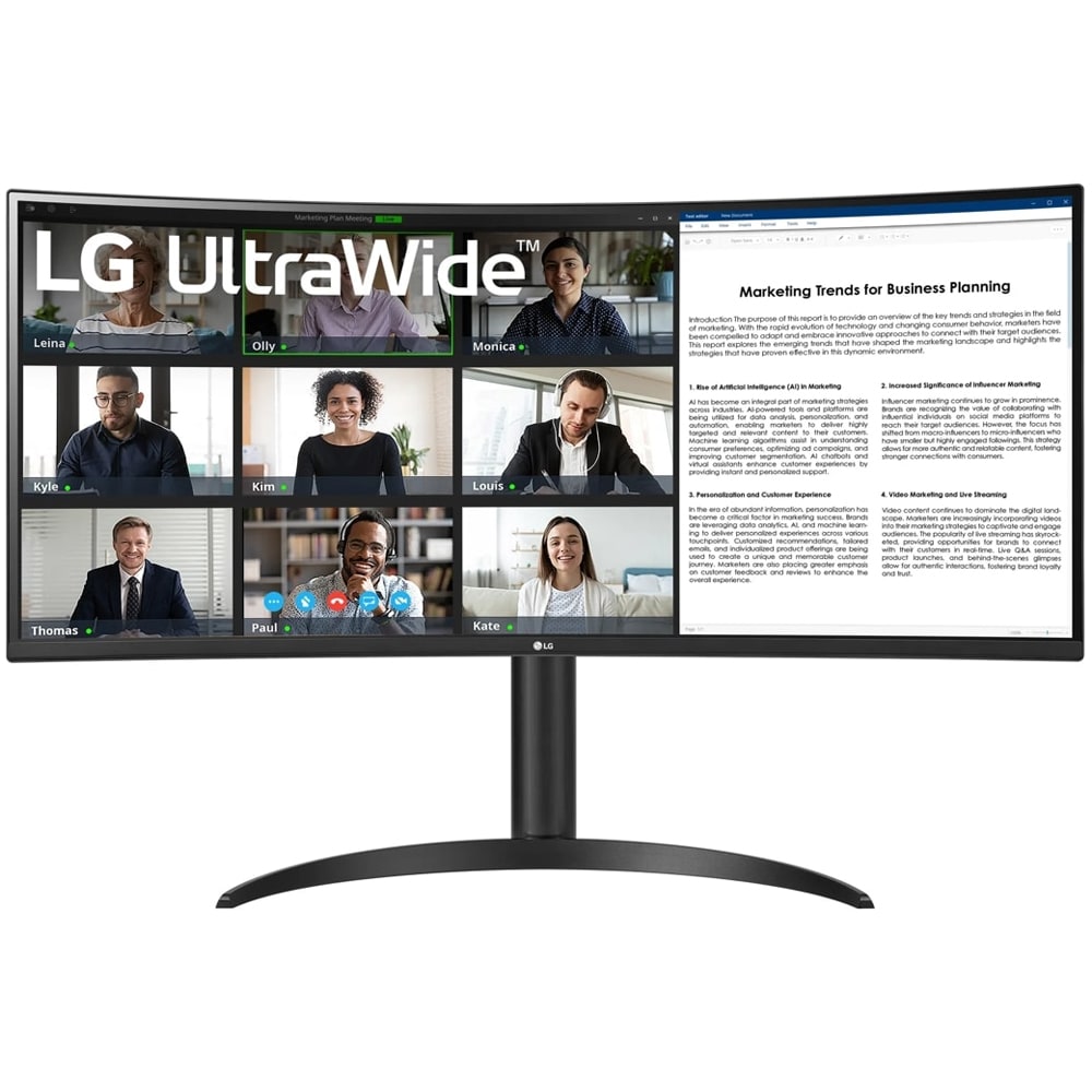 Monitor curbat LED VA LG UltraWide 34WR55QK-B, 34", QHD, 100Hz, HDR 10, negru