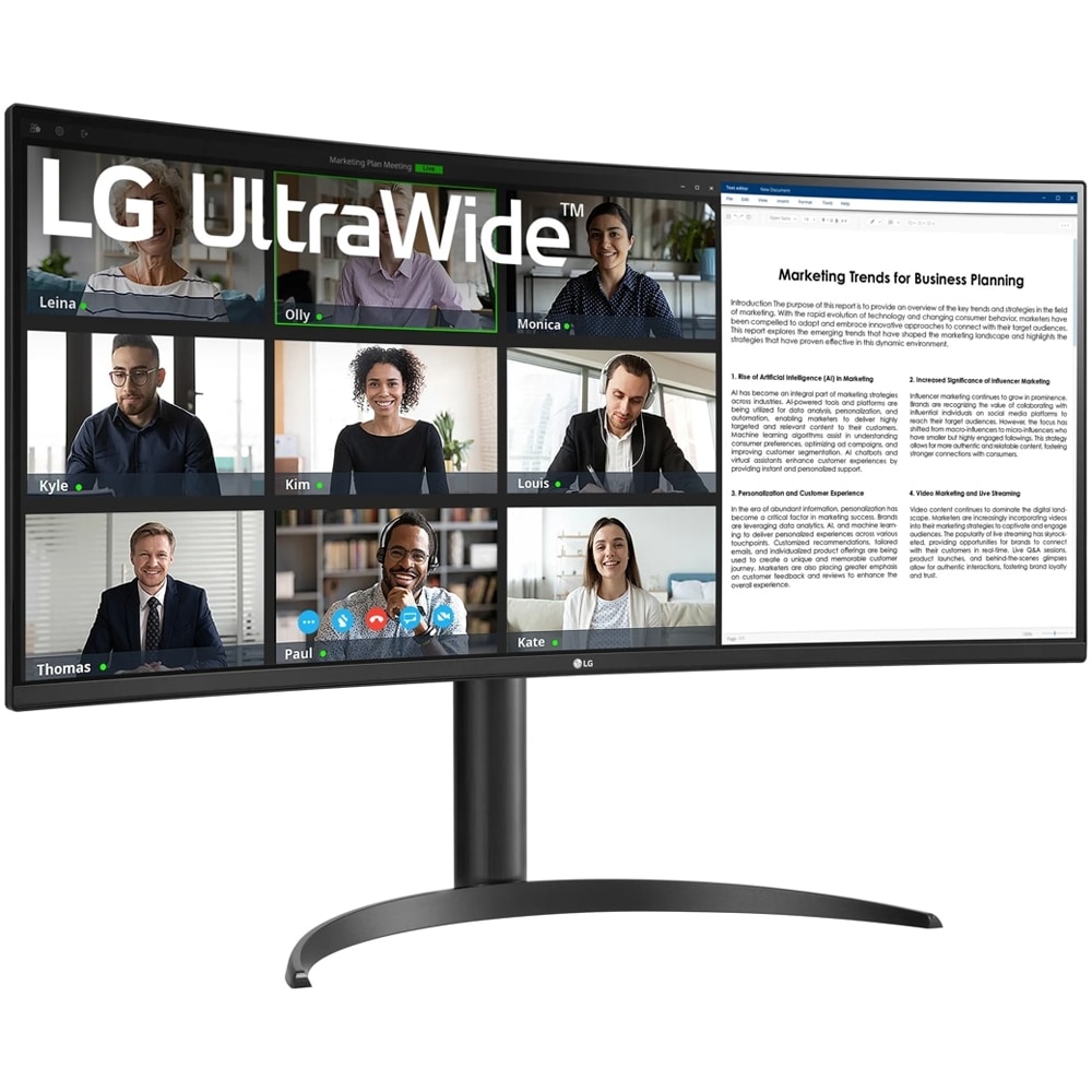 Monitor curbat LED VA LG UltraWide 34WR55QK-B, 34", QHD, 100Hz, HDR 10, negru