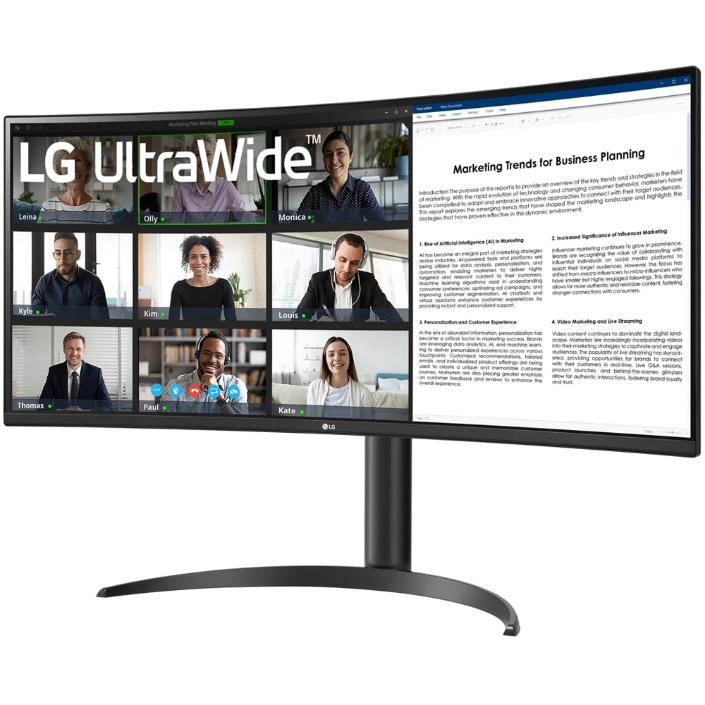 Monitor curbat LED VA LG UltraWide 34WR55QK-B, 34", QHD, 100Hz, HDR 10, negru