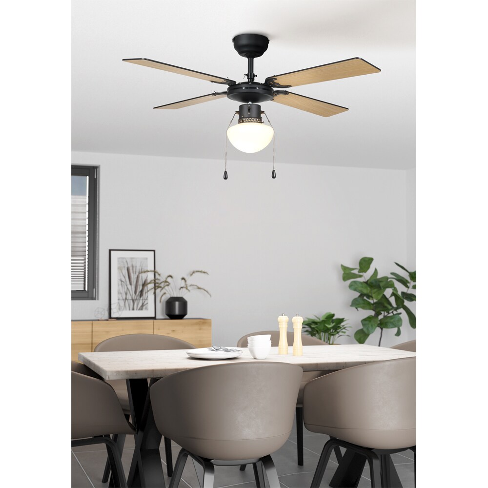Plafoniera cu ventilator EGLO Fortaleza, E27, 60W, IP20, negru mat