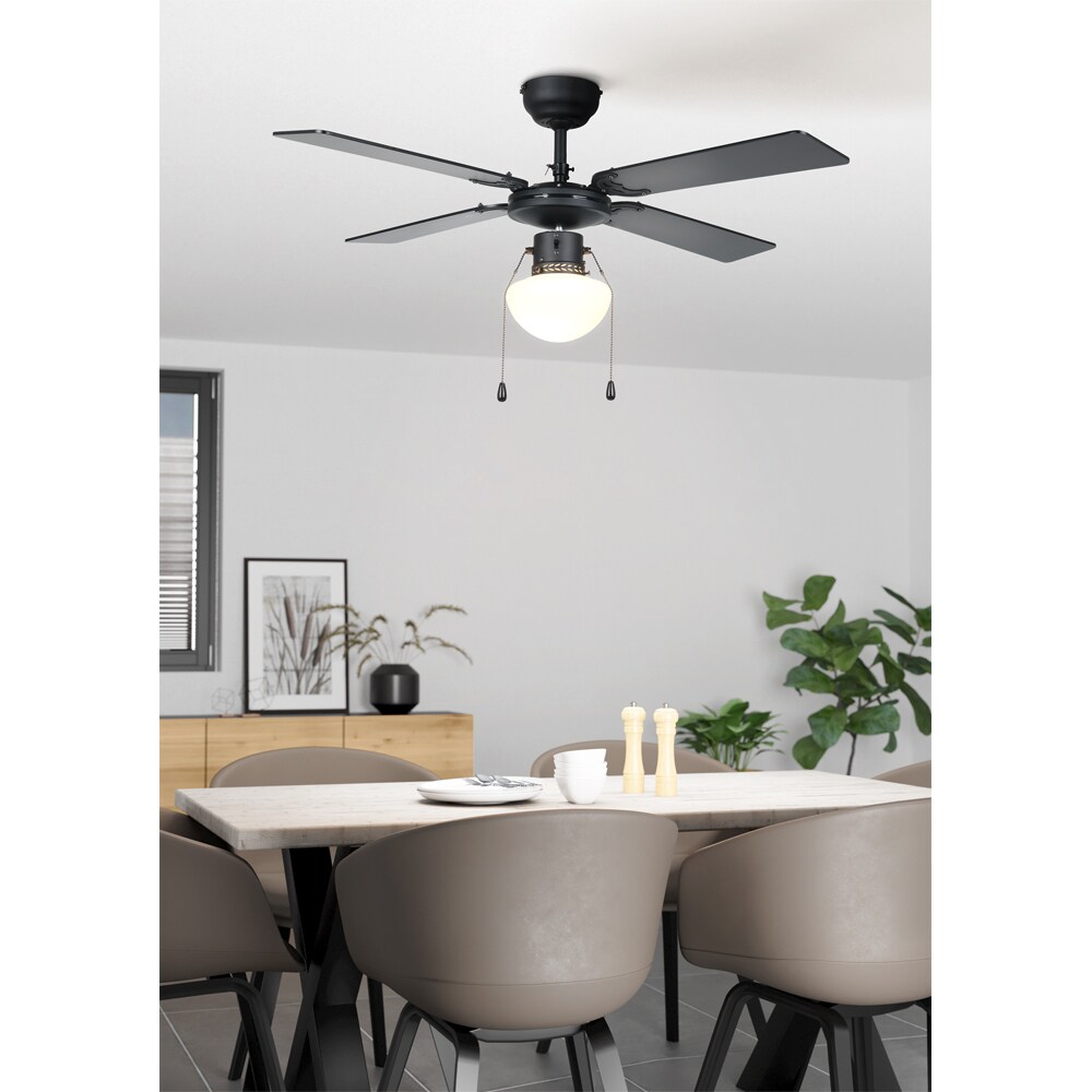 Plafoniera cu ventilator EGLO Fortaleza, E27, 60W, IP20, negru mat