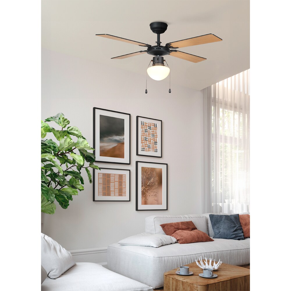 Plafoniera cu ventilator EGLO Fortaleza, E27, 60W, IP20, negru mat
