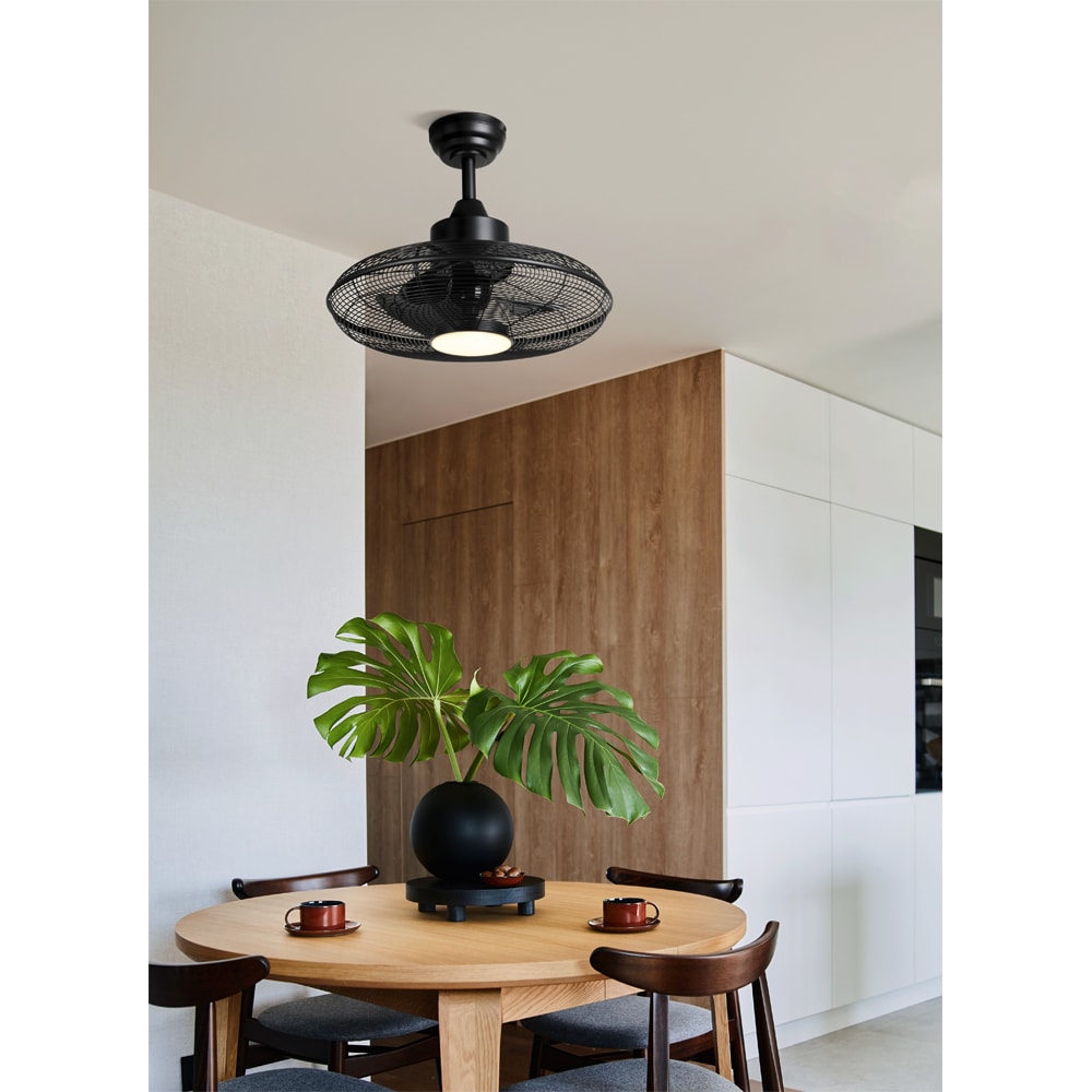 Plafoniera LED cu ventilator EGLO Igeldo, 15W, 1800 lm, IP20, negru mat