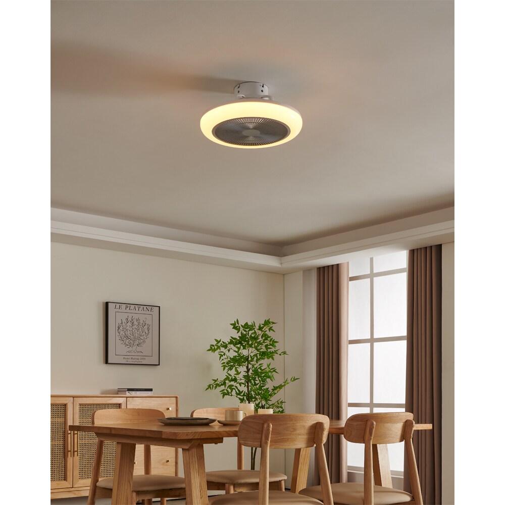 Plafoniera LED cu ventilator EGLO Kostrena, 3 x 8.5W, 3300 lm, IP20, alb-gri