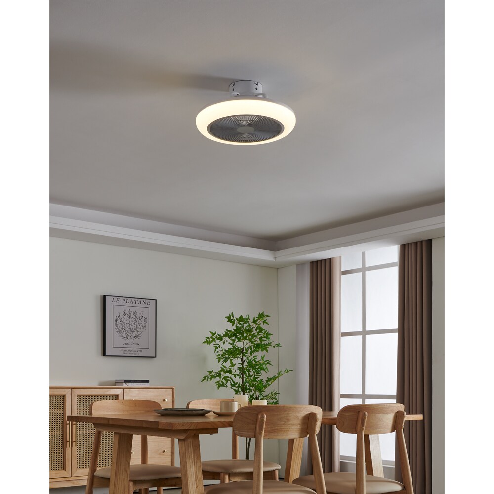 Plafoniera LED cu ventilator EGLO Kostrena, 3 x 8.5W, 3300 lm, IP20, alb-gri