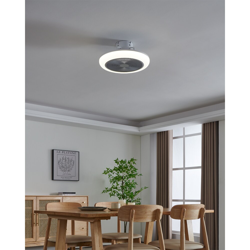 Plafoniera LED cu ventilator EGLO Kostrena, 3 x 8.5W, 3300 lm, IP20, alb-gri