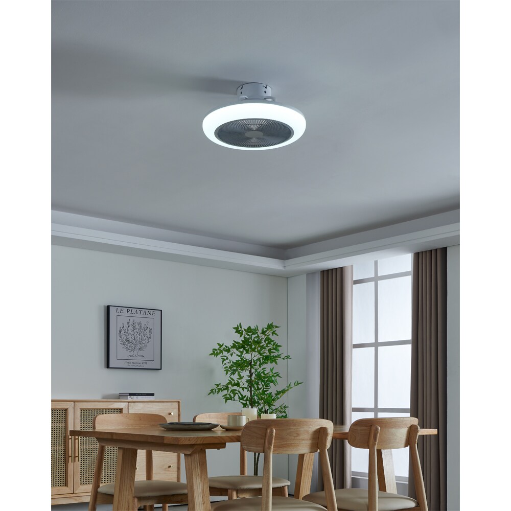 Plafoniera LED cu ventilator EGLO Kostrena, 3 x 8.5W, 3300 lm, IP20, alb-gri