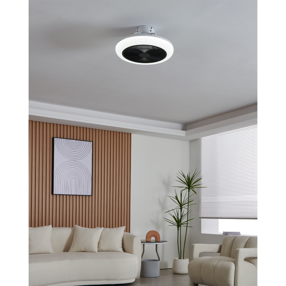 Plafoniera LED cu ventilator EGLO Kostrena, 3 x 8.5W, 3300 lm, IP20, alb-negru