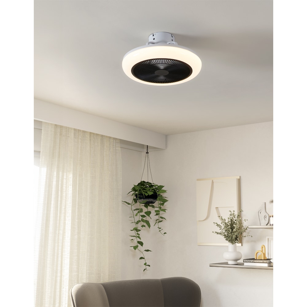 Plafoniera LED cu ventilator EGLO Kostrena, 3 x 8.5W, 3300 lm, IP20, alb-negru