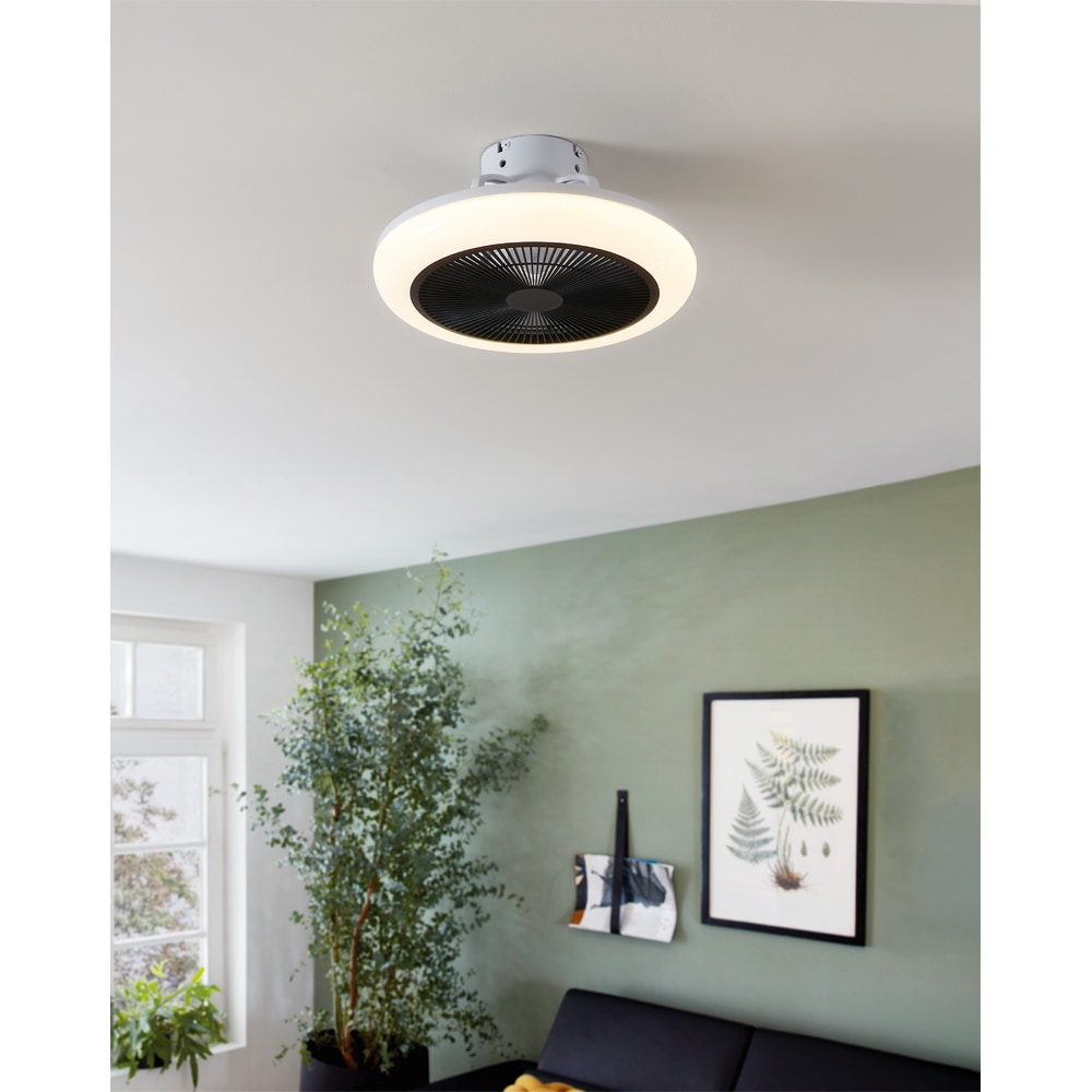 Plafoniera LED cu ventilator EGLO Kostrena, 3 x 8.5W, 3300 lm, IP20, alb-negru